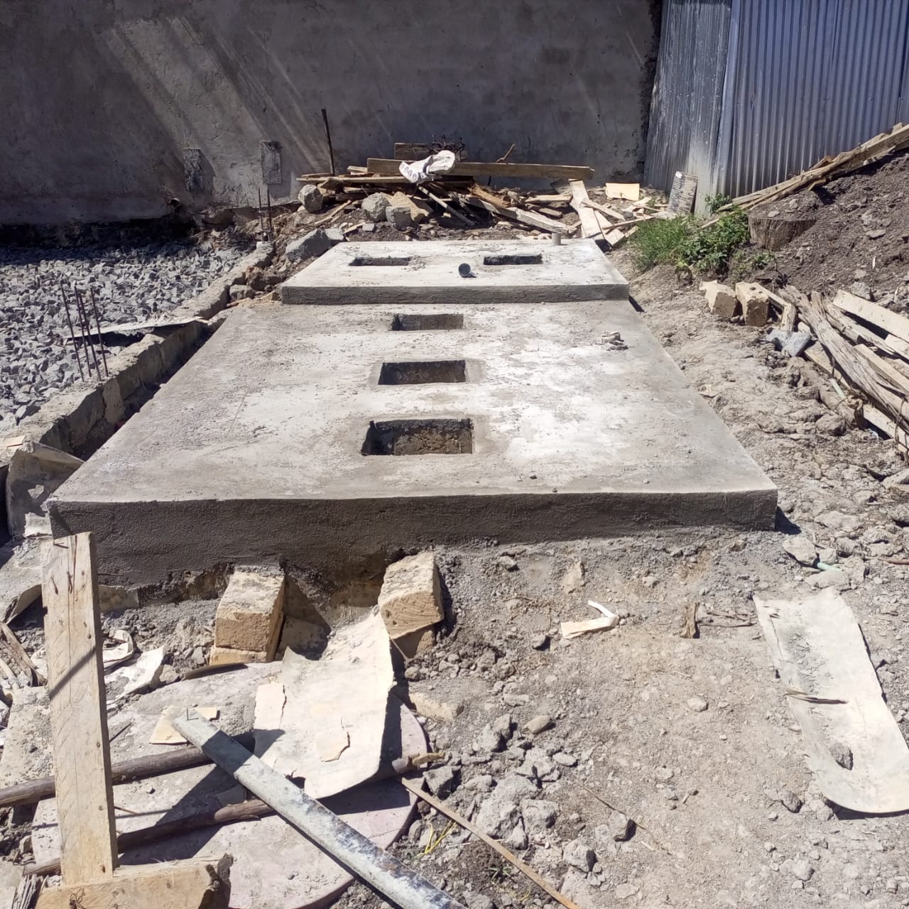 Concrete biodigester under construction